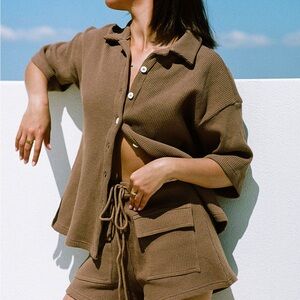 Sabo Skirt Brown Waffle Knit Set